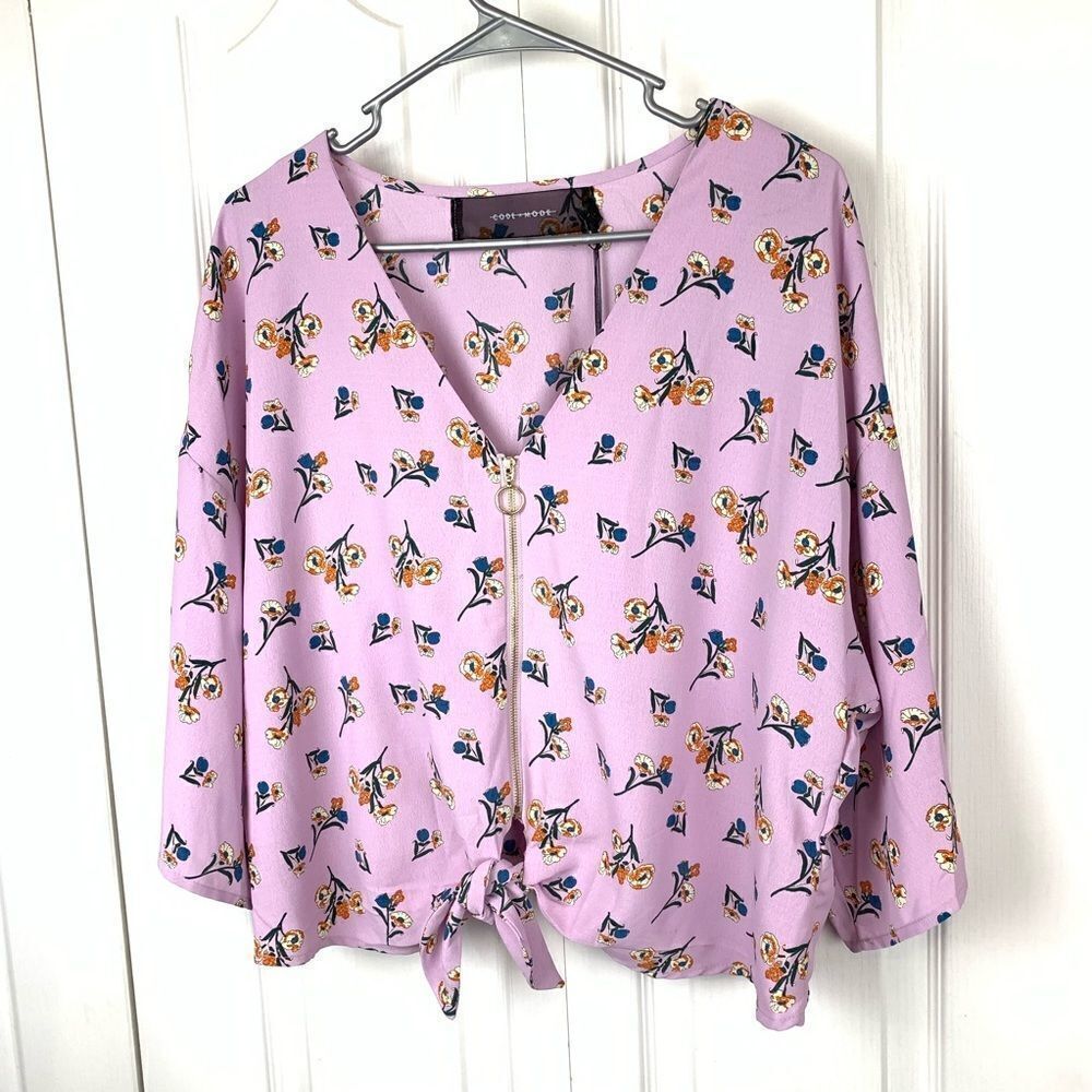 Code‎ x Mode Floral Print Tie Front Blouse